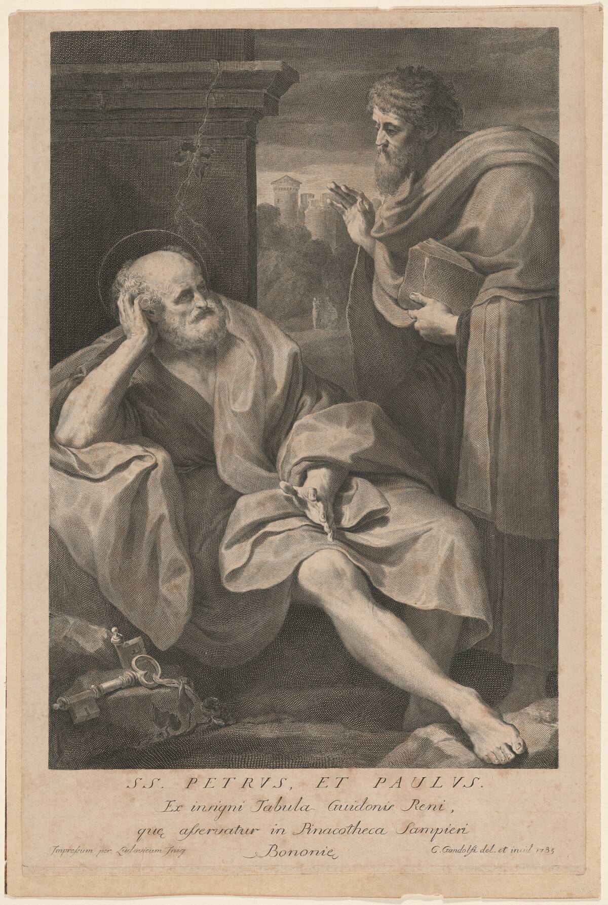 Saints Peter and Paul by Gaetano Gandolfi, after Guido Reni