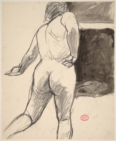 Untitled [nude in the studio seen from behind]