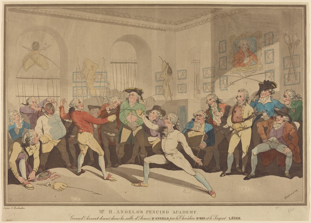 Mr. H. Angelo's Fencing Academy by after Thomas Rowlandson
