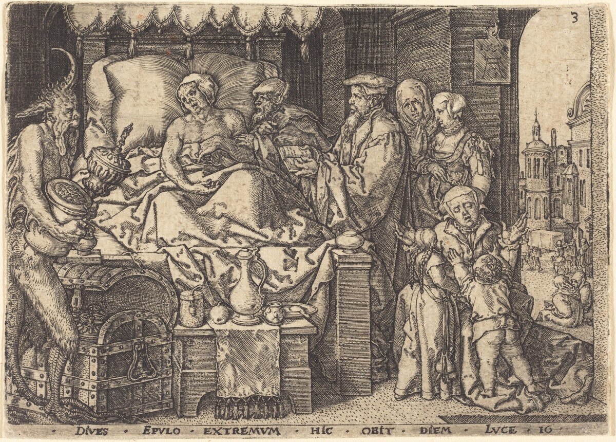 The Rich Man on His Death Bed by Heinrich Aldegrever