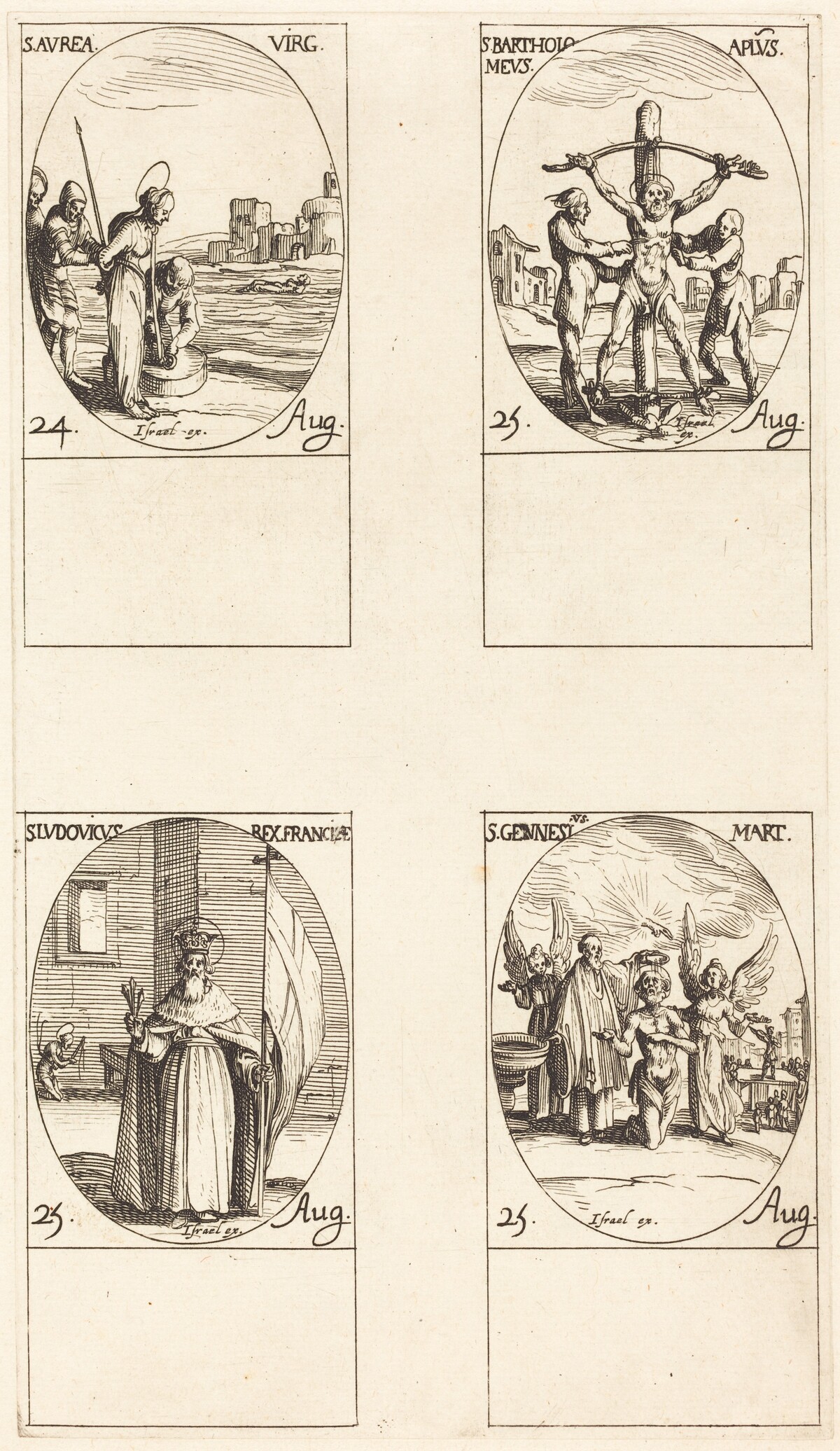 St. Aurea; St. Bartholomew; St. Louis; St. Genesius by Jacques Callot