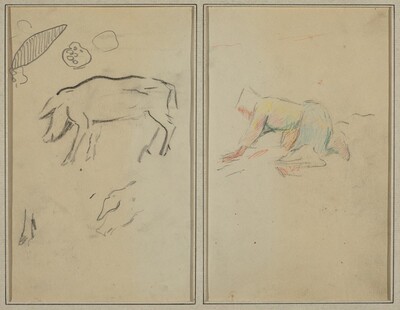 A Pig; Breton Peasant Kneeling [verso]