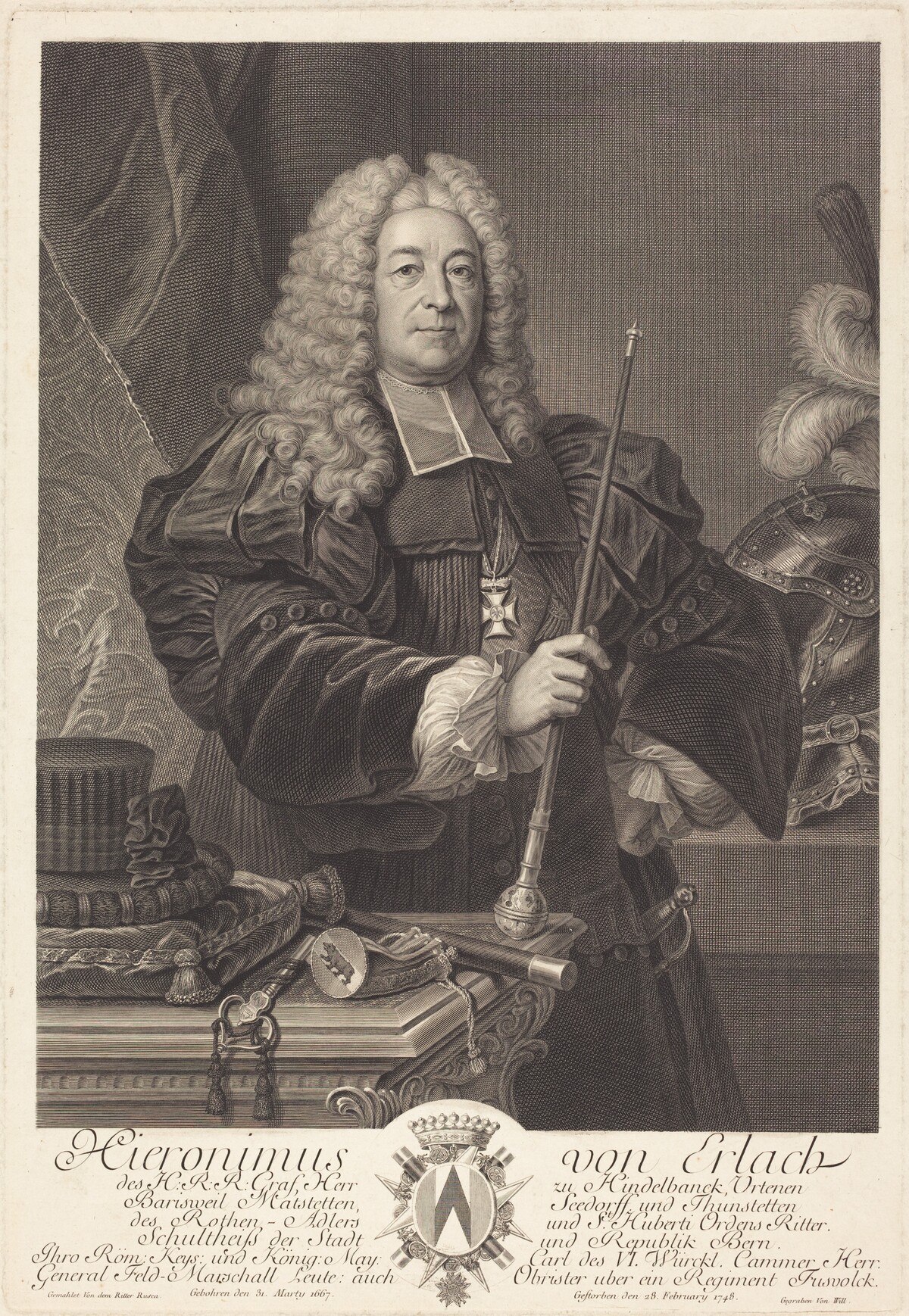 Johann von Erlach by Johann Georg Wille after Carlo Francesco Rusca, Cavalier