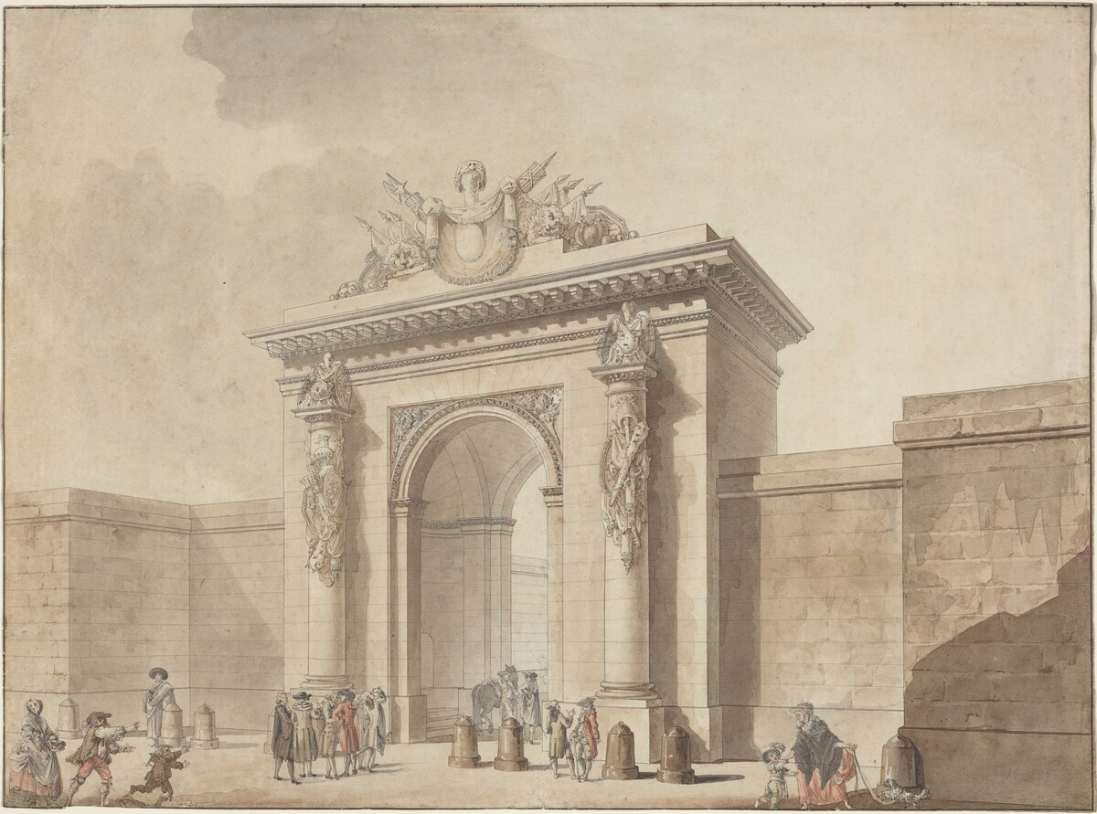 Portal of the Hôtel d'Uzès, rue Montmartre, Paris by Studio of Claude Nicolas Ledoux