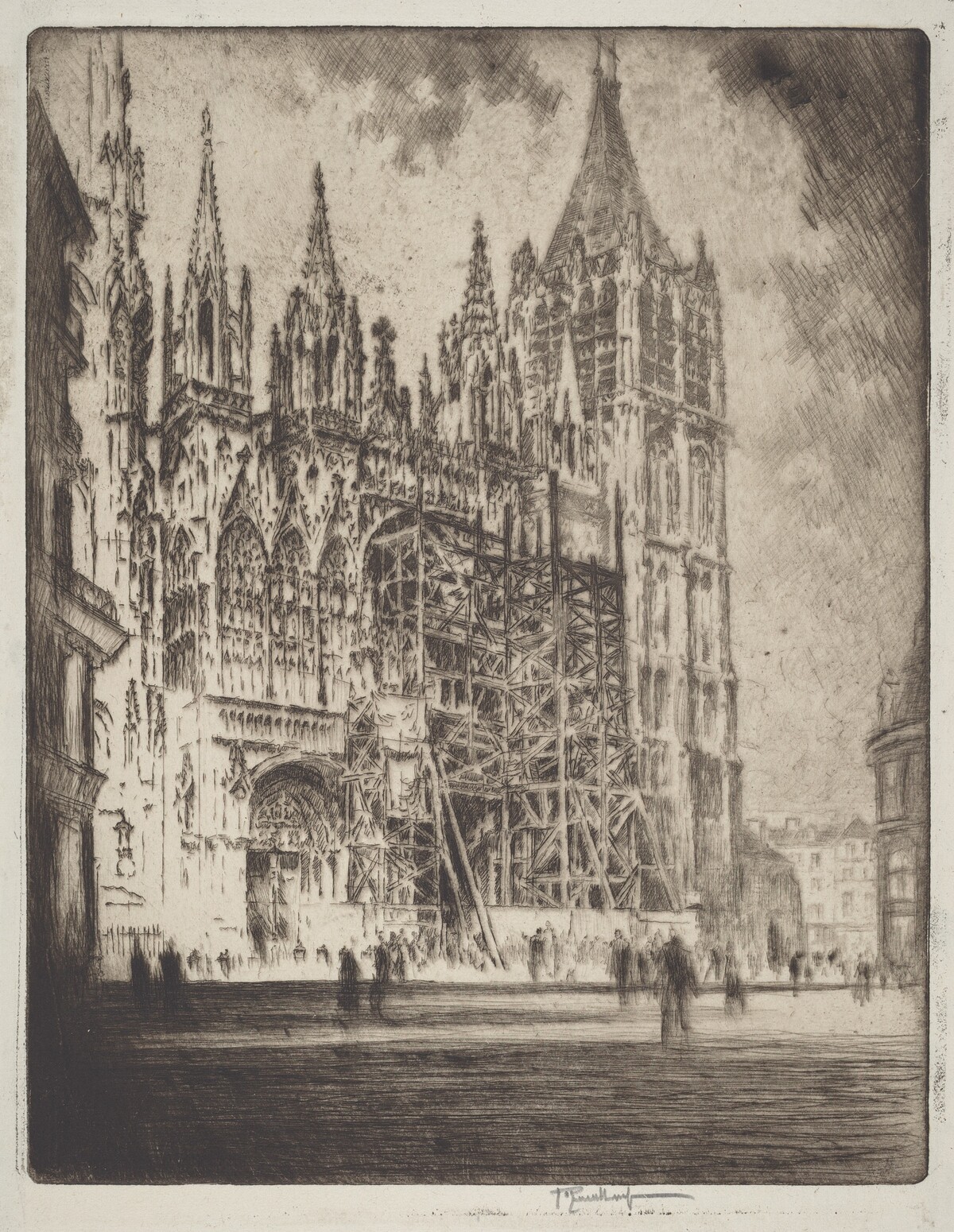 The West Front, Rouen Cathedral by Joseph Pennell