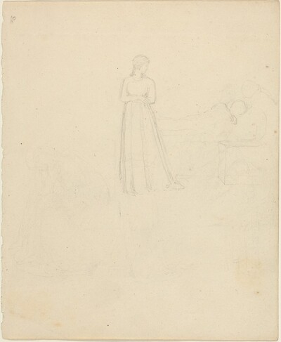 Standing Female Figure Looking at Reclining and Seated Figures