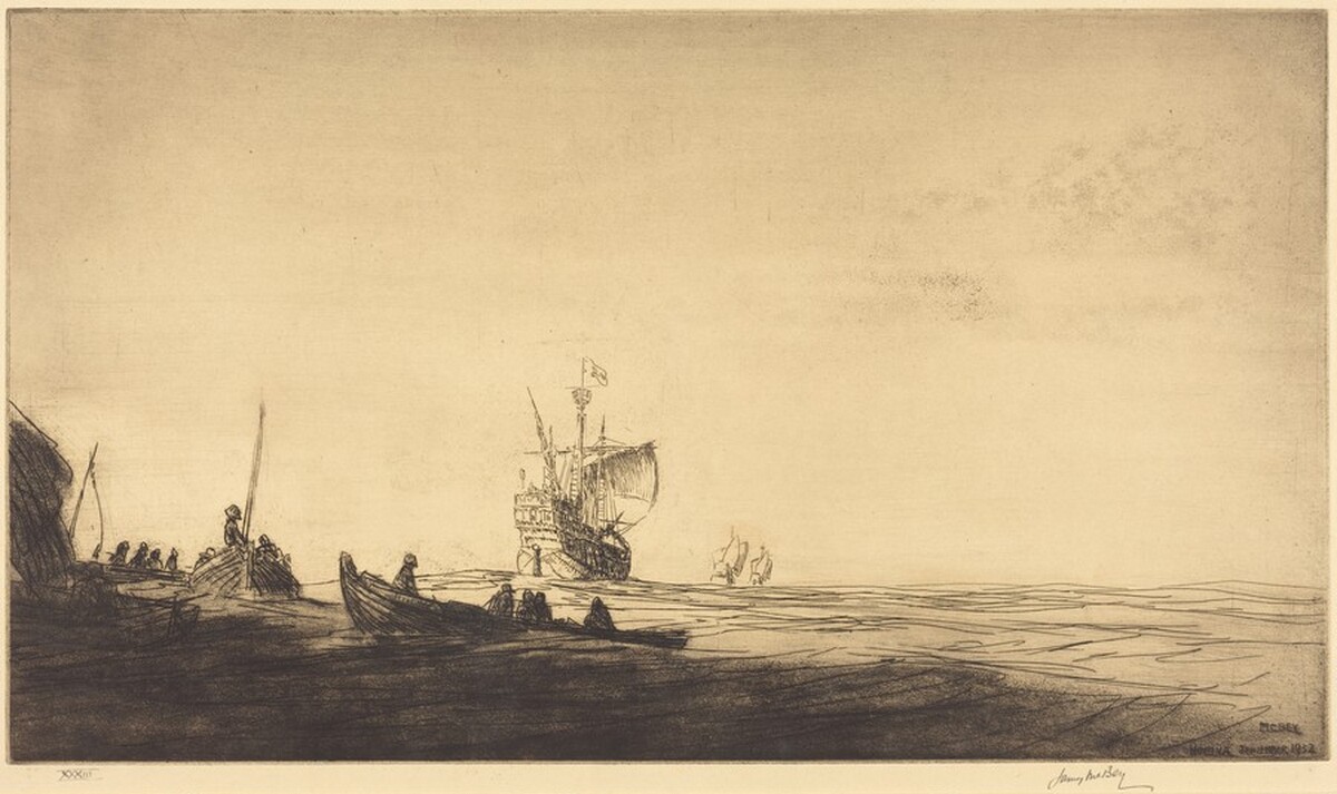 Palos - Departure of Columbus, 1492 by James McBey