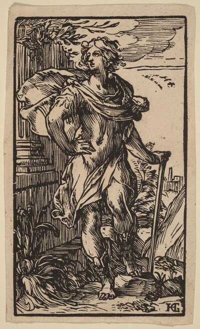 Standing Young Man with a Cane