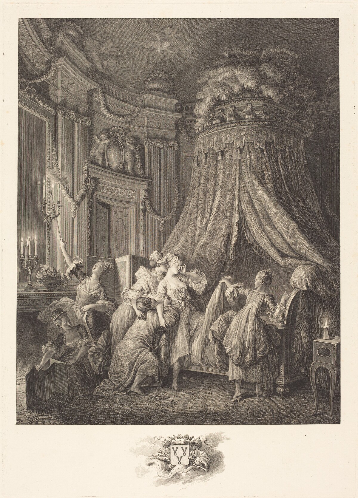Le couché de la mariée by Jean-Michel Moreau and Jean-Baptiste Blaise Simonet after Pierre-Antoine Baudouin