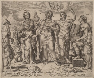 Man Assisted by Faith, Hope and Charity