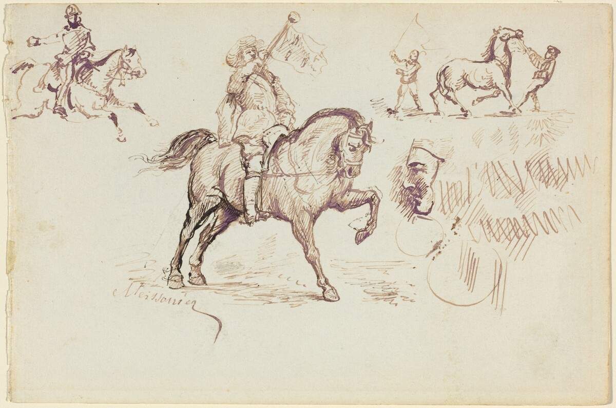 The Herald of Murcia and Other Studies (recto) by Jean-Louis-Ernest Meissonier