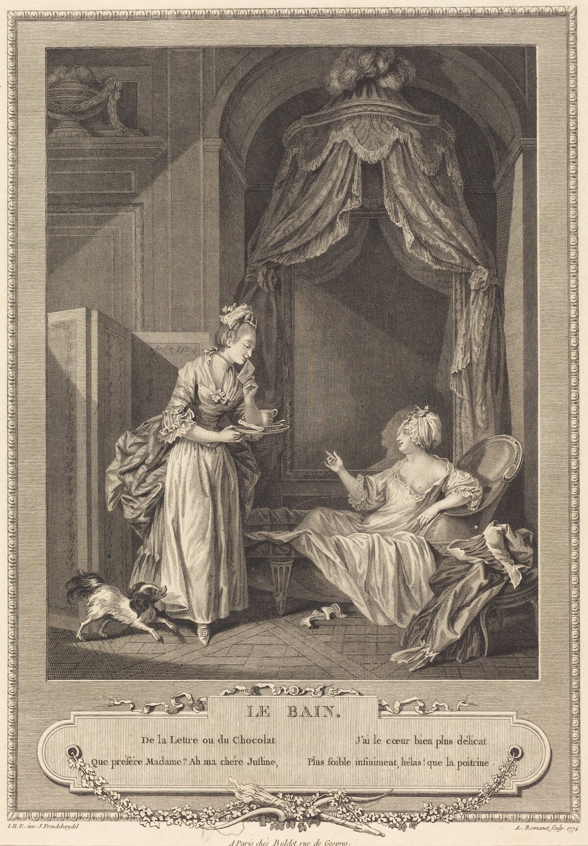 Le bain by Antoine Louis Romanet after Sigmund Freudenberger