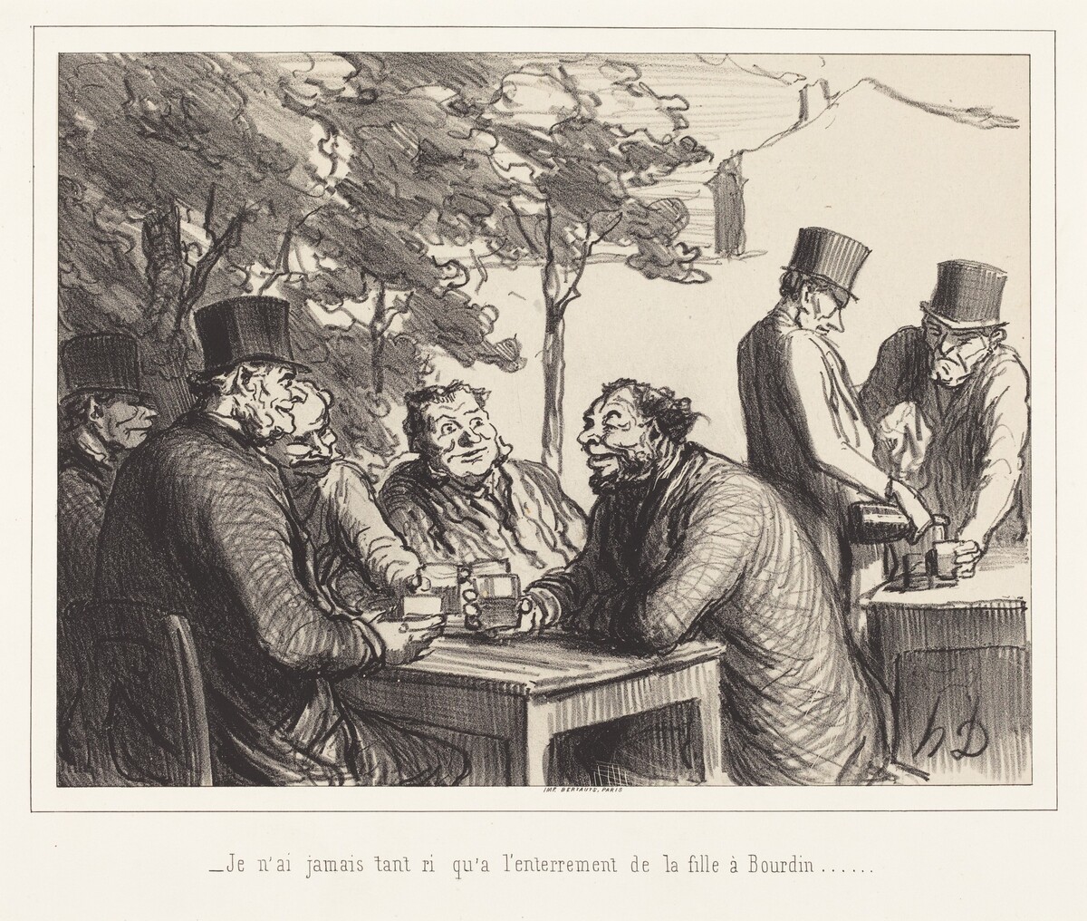 Je n'ai jamais tant ri qu'a l'enterrement de la fille a Bourdin... by Honoré Daumier
