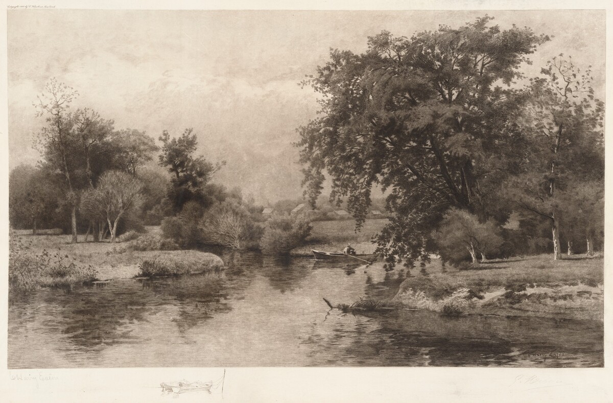 Untitled (Man Fishing on Lake) by Gustave Mercier
