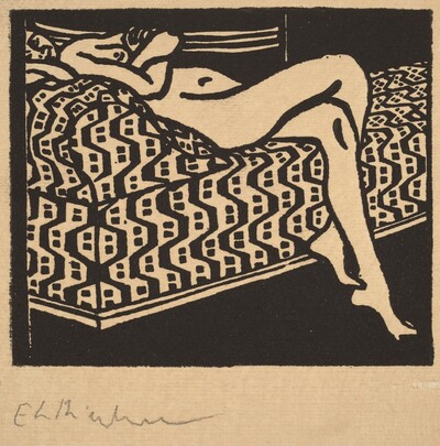 Nude Girl Lying on a Sofa