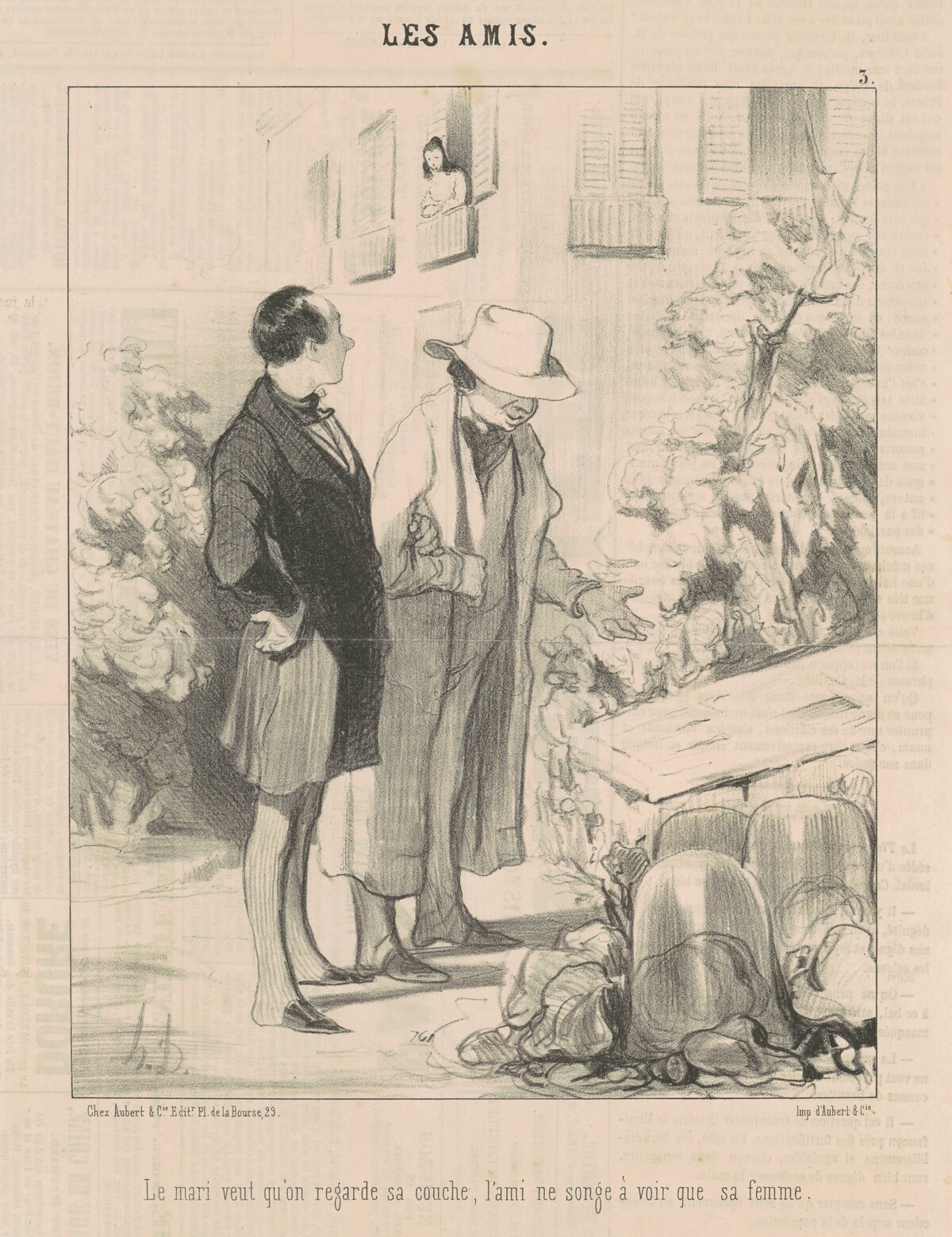 Le mari veut qu'on regarde sa couche ... by Honoré Daumier