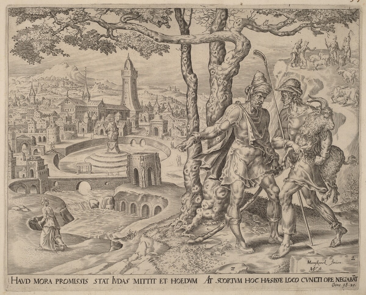 Hirah the Adullamite with the Kid by Herman Jansz Muller after Maerten van Heemskerck