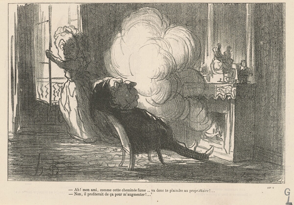 Ah! ... Comme cette cheminé fume ... by Honoré Daumier
