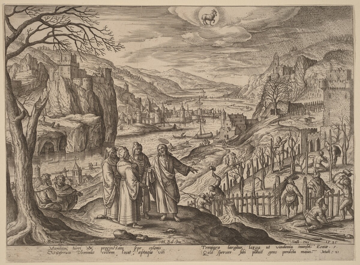 The Parable of the Two Sons and the Unjust Husbandmen by Adriaen Collaert after Hans Bol