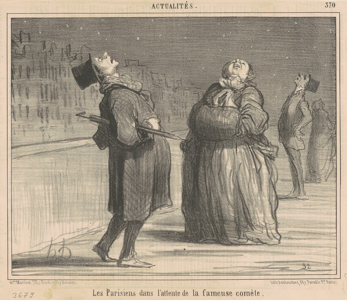 La parisiens dans l'attente de la ...comète by Honoré Daumier