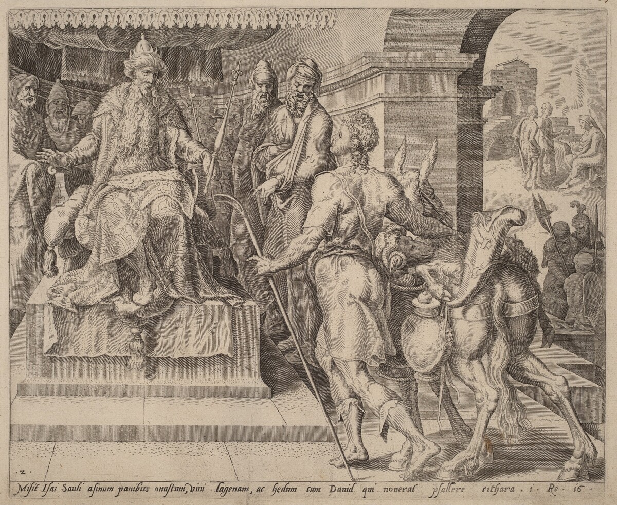David Bringing Presents from His Father to Saul by after Maerten van Heemskerck