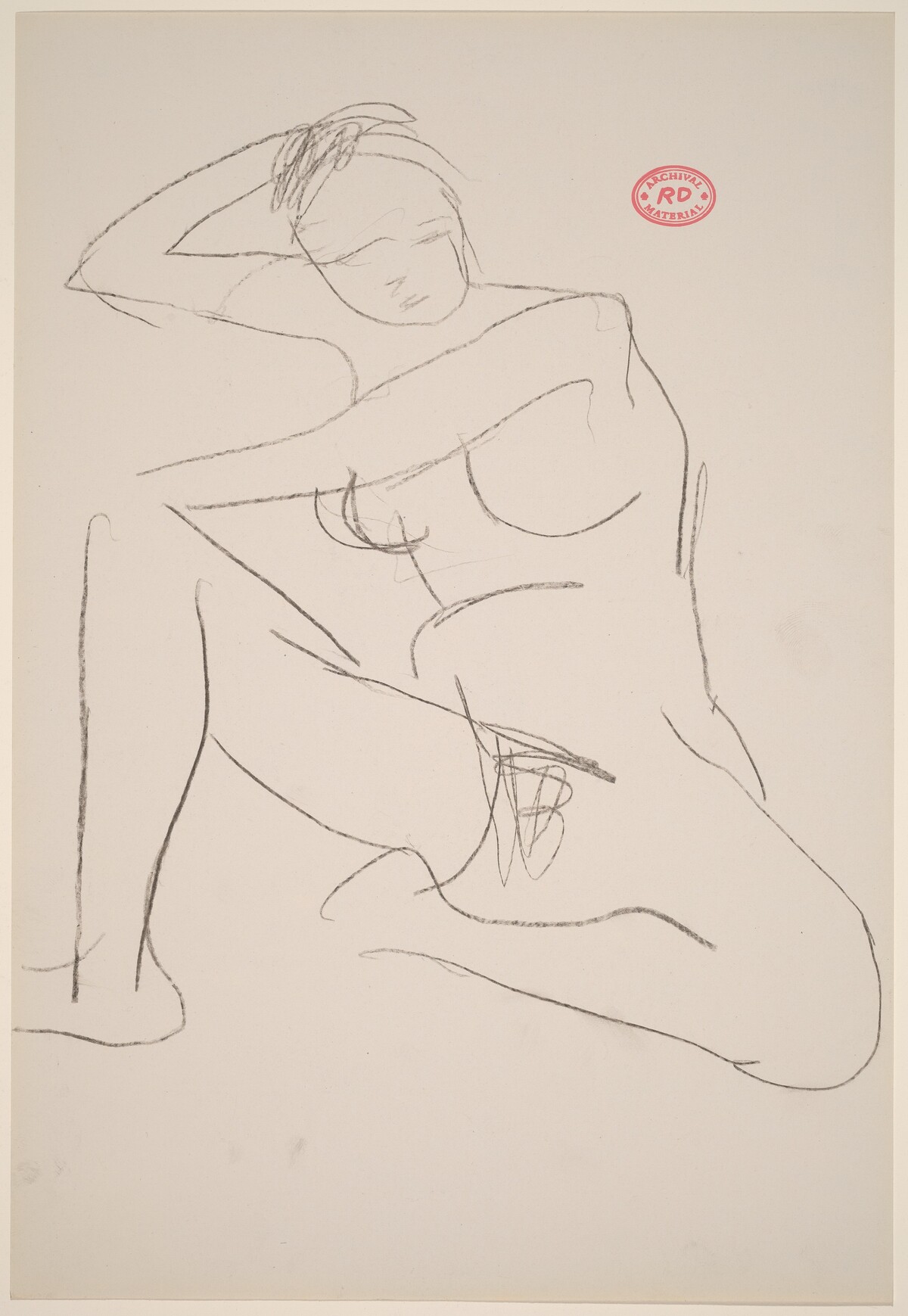 Untitled [nude seated and resting her right arm on a support] by Richard Diebenkorn