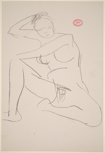 Untitled [nude seated and resting her right arm on a support]