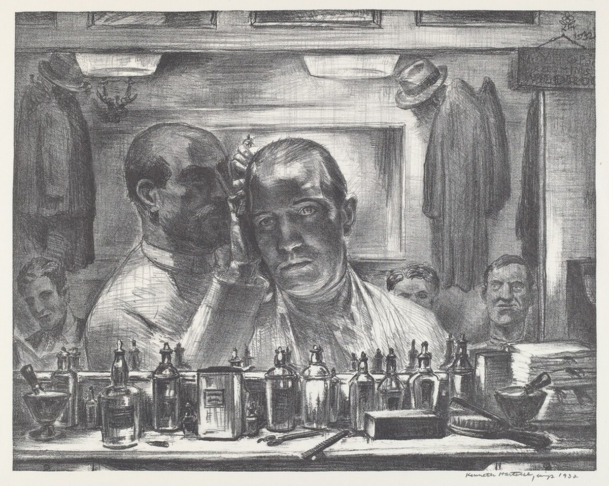 Untitled (Self Portrait at the Barber Shop) by George Kenneth Hartwell