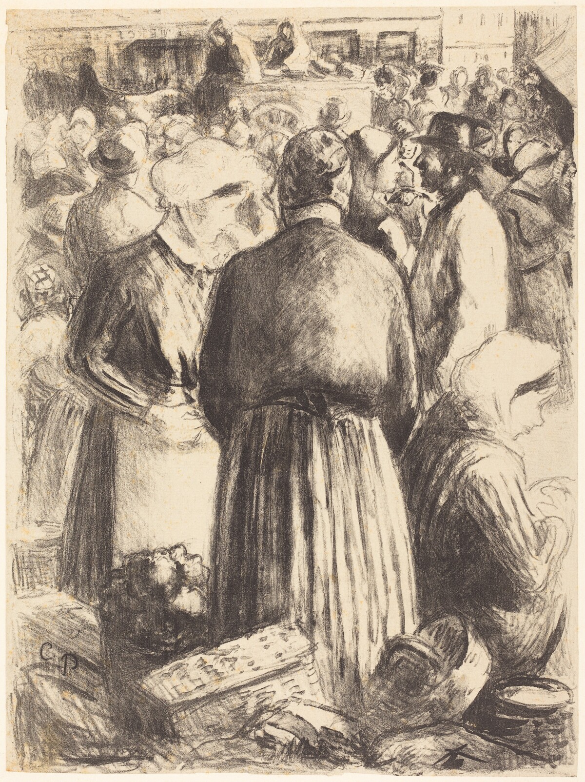 Market at Pontoise (Marché a Pontoise) by Camille Pissarro