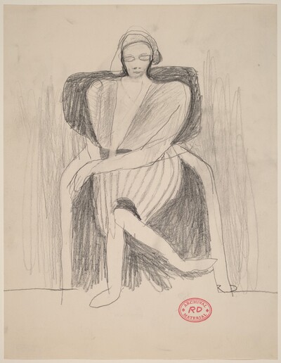 Untitled [stylized image of a seated woman]