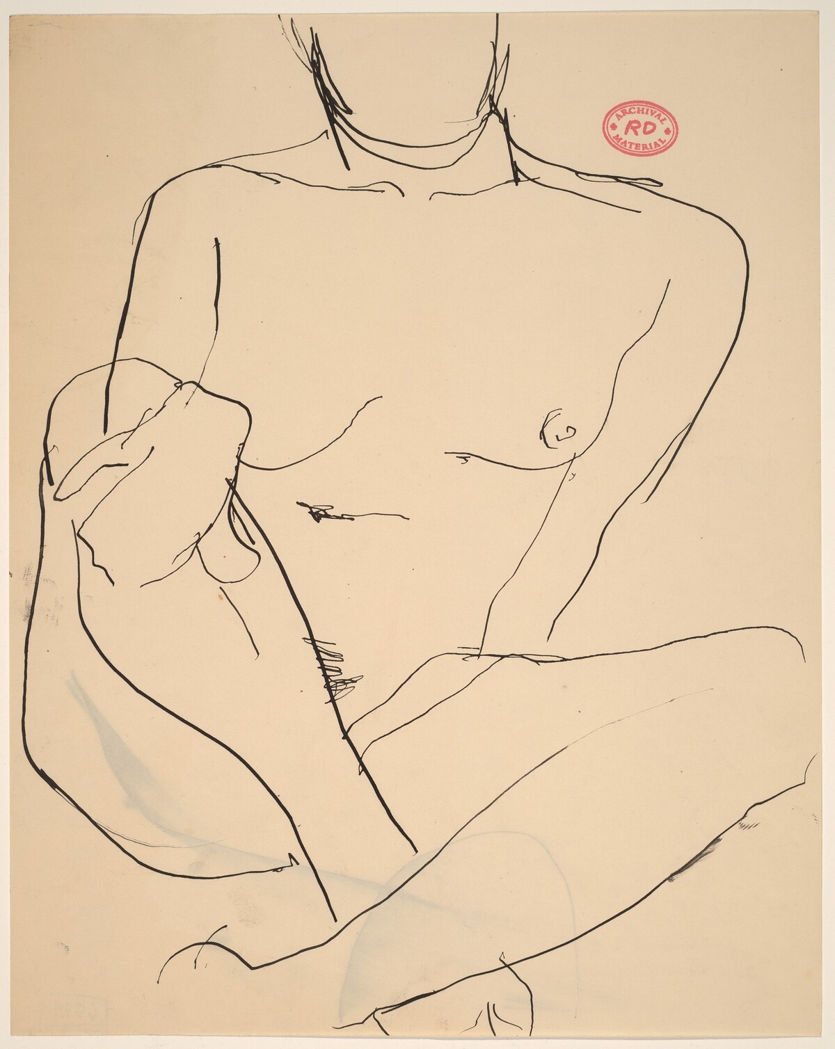 Untitled [nude with crossed legs and right hand on her knee] by Richard Diebenkorn