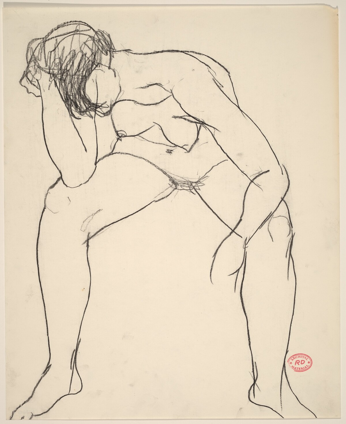 Untitled [seated female nude slumping with head in hand] by Richard Diebenkorn