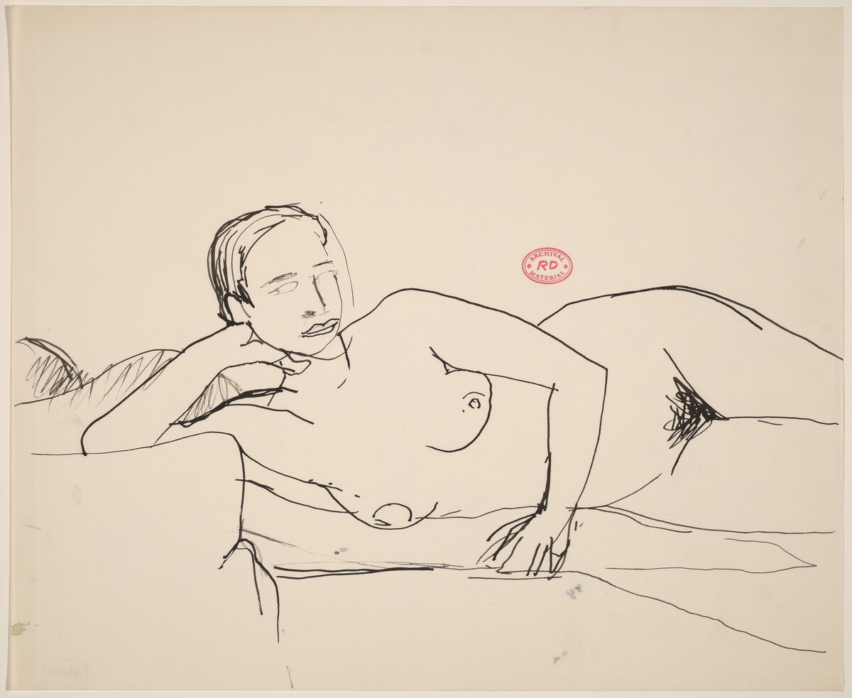Untitled [nude resting on her side with right hand supporting head] by Richard Diebenkorn