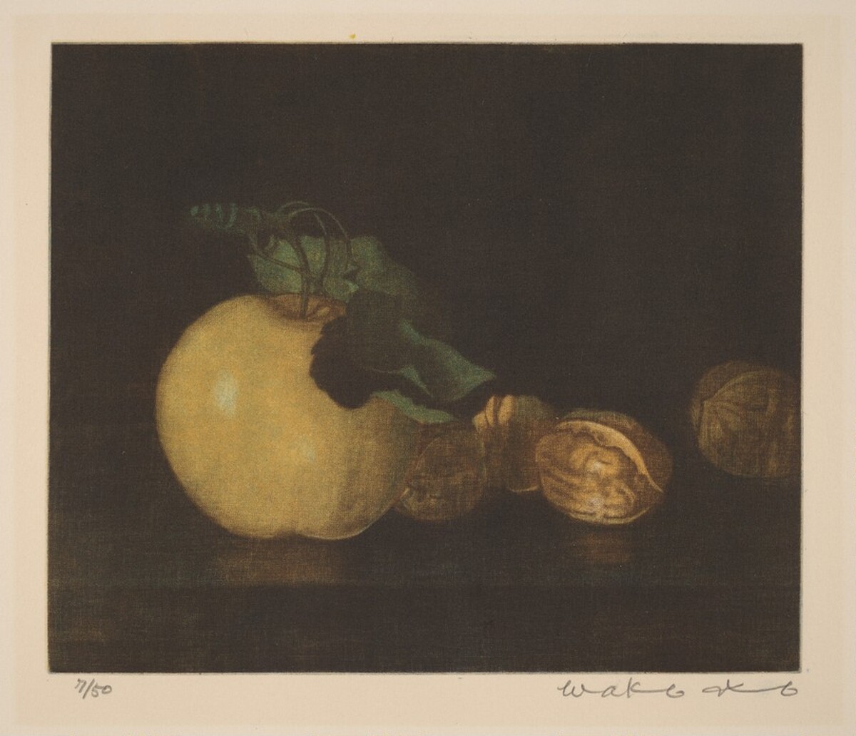 Still Life with Apple and Walnuts by Wako Ito