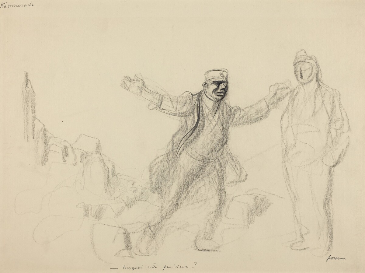 a) Kammerade.  Porquoi cette froideur? (recto); b) Study for German Figure (verso) by Jean-Louis Forain