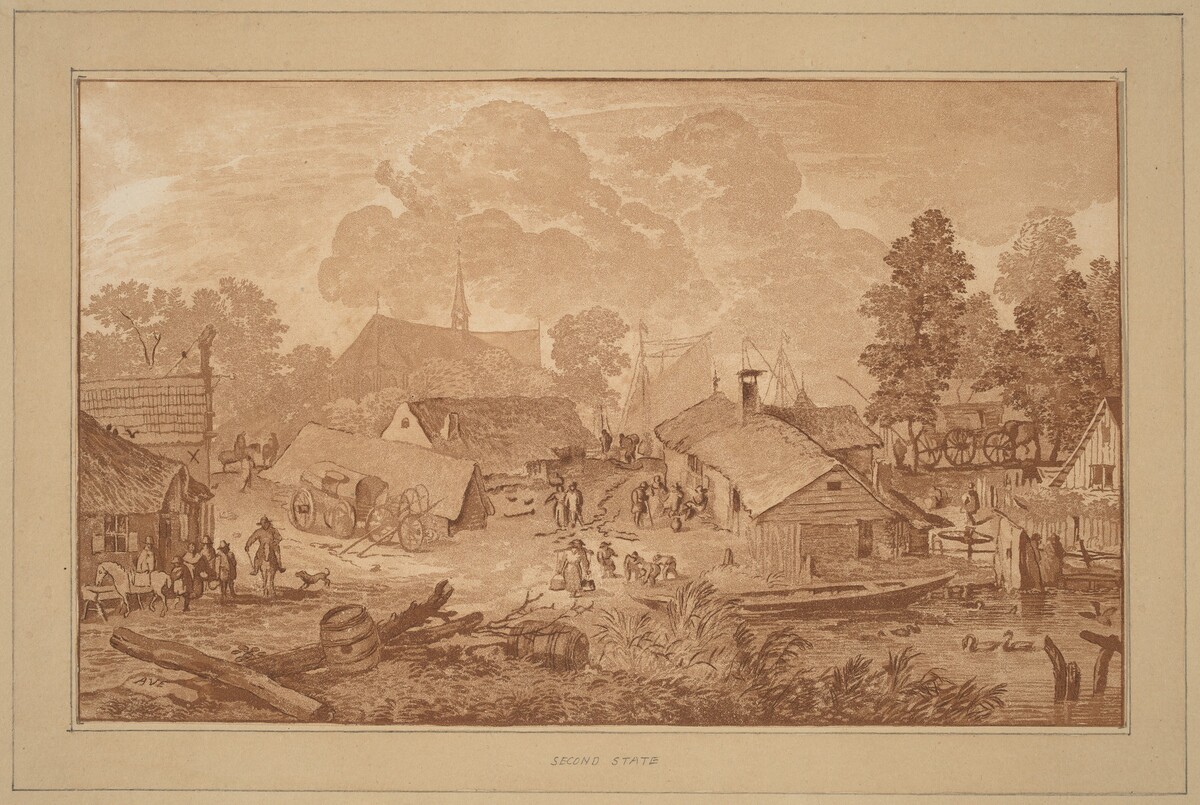 Village with Pond by Cornelis Ploos van Amstel (editor) and Cornelis Brouwer (printmaker), after Allart van Everdingen