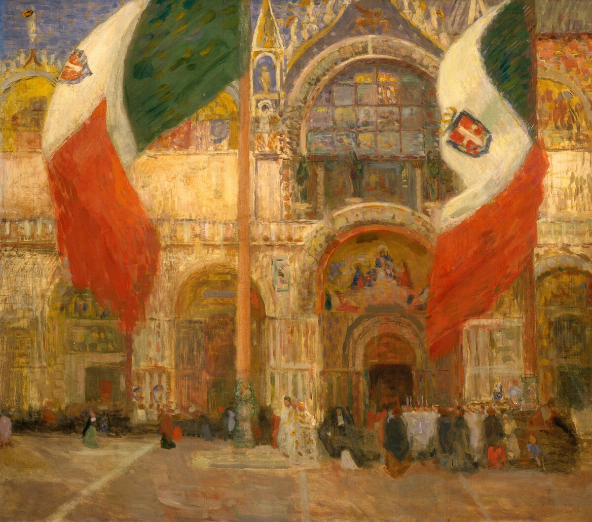 The Flags, Saint Mark's, Venice - Fête Day by Eugène Vail