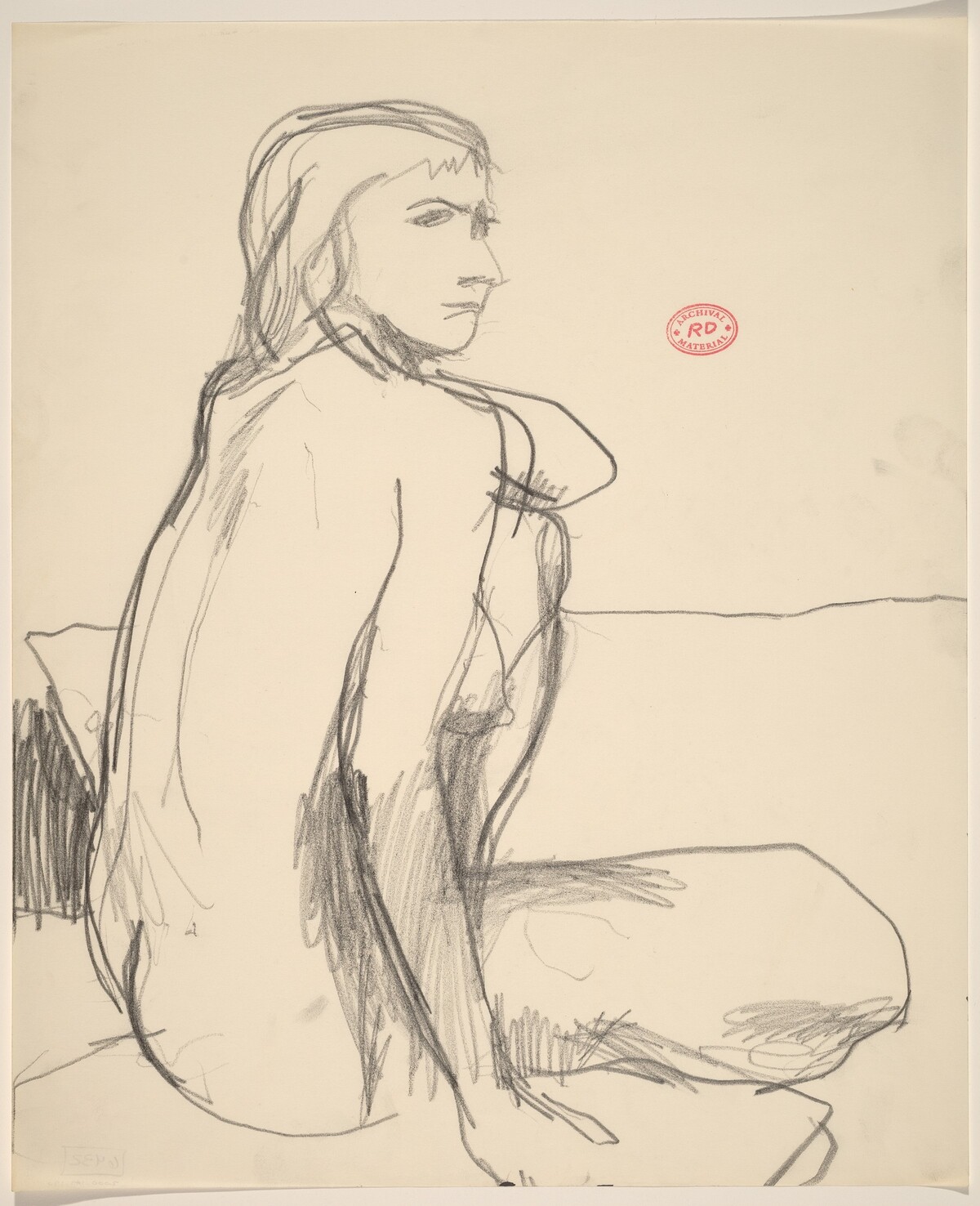 Untitled [female nude seated and looking right] by Richard Diebenkorn