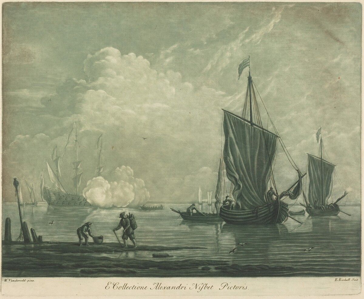 Shipping Scene from the Collection of Alexander Nisbit by Elisha Kirkall after Willem van de Velde the Elder