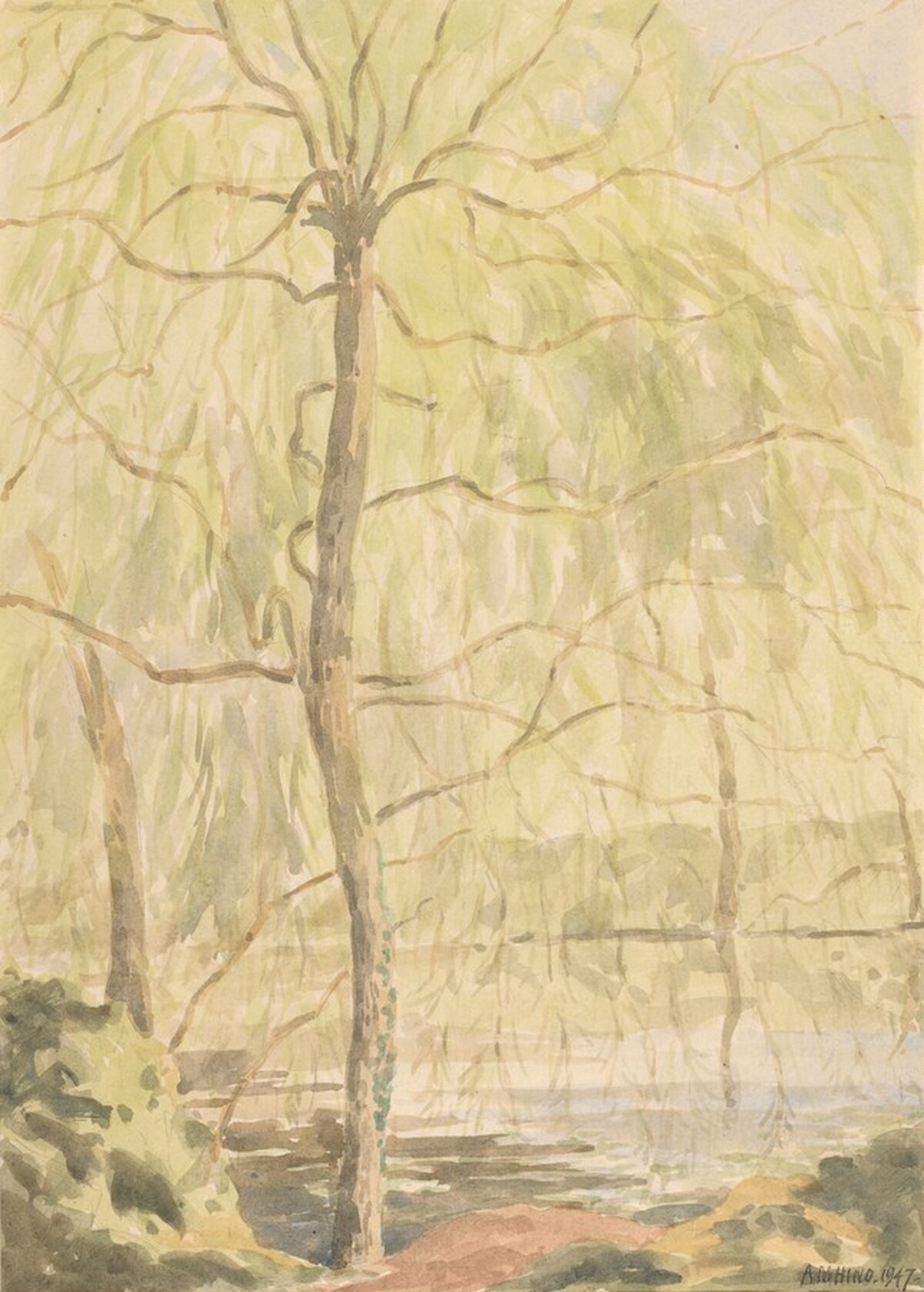 Willow and Pool in Spring by Arthur Mayger Hind