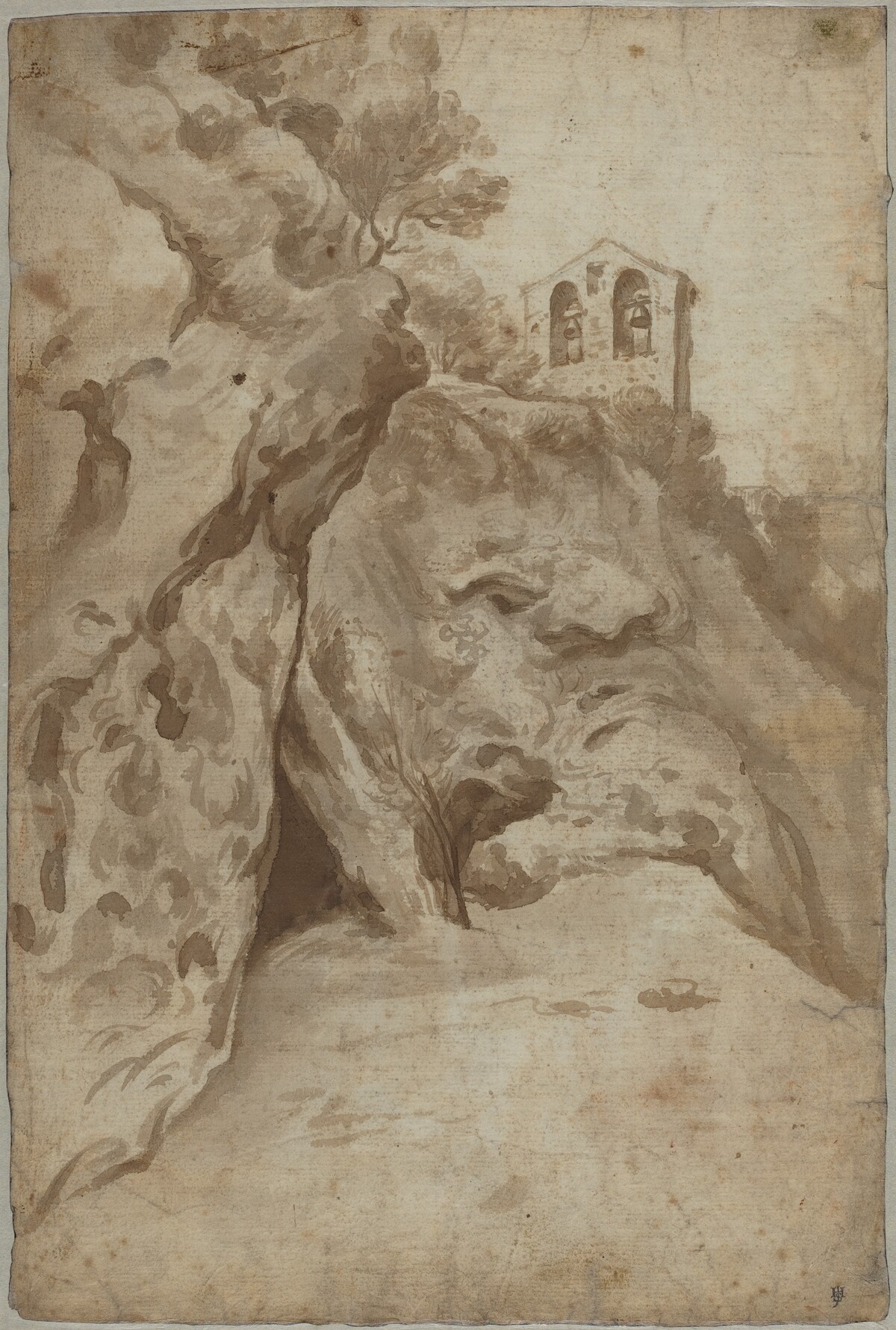 Church Tower on a Hill by Attributed to Jan Asselijn