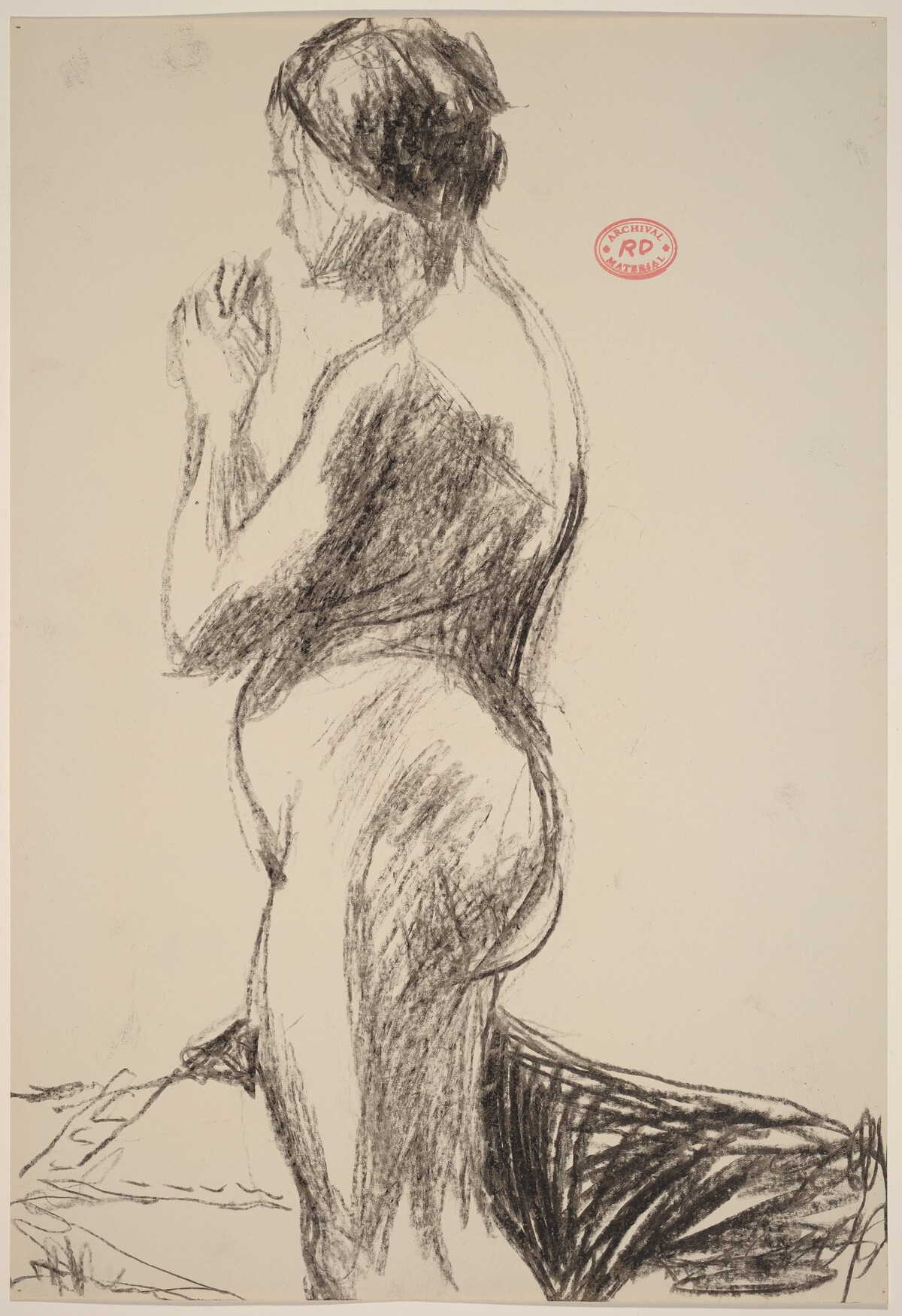 Untitled [side view of a female nude with hands clasped] by Richard Diebenkorn