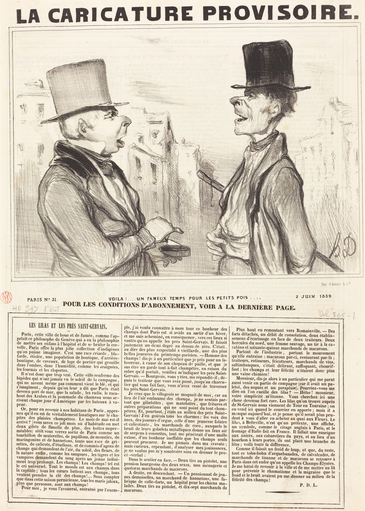 Voila!... un fameux temps pour les petits pois... by Honoré Daumier