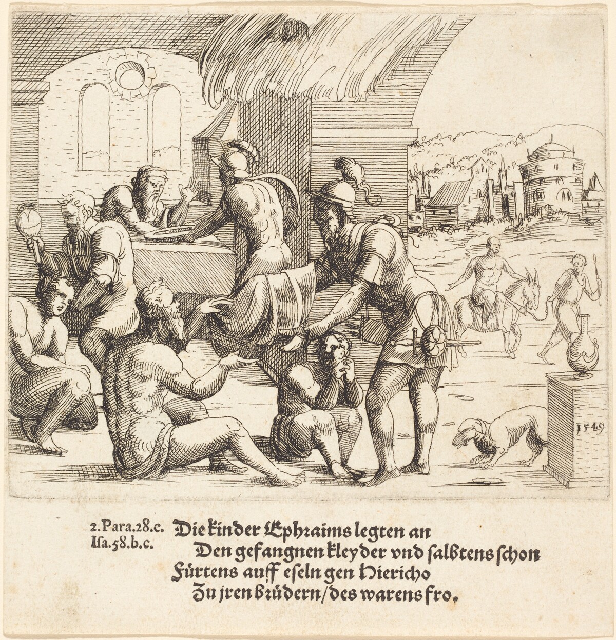 The Men of Ephraim Care for their Captives and Return Them to Jerico by Augustin Hirschvogel