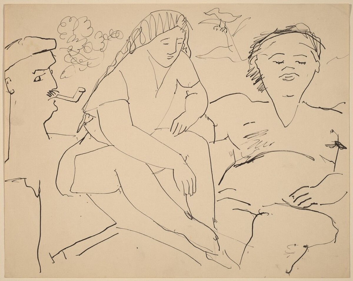 Three Figures, One Smoking a Pipe by Mark Rothko