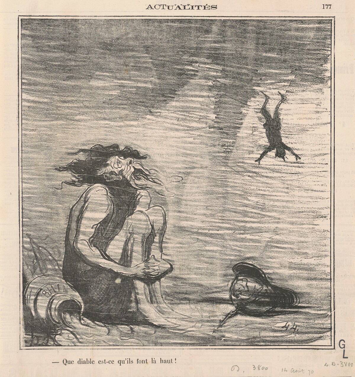 Que diable est-ce qu'ils font la-haut! by Honoré Daumier