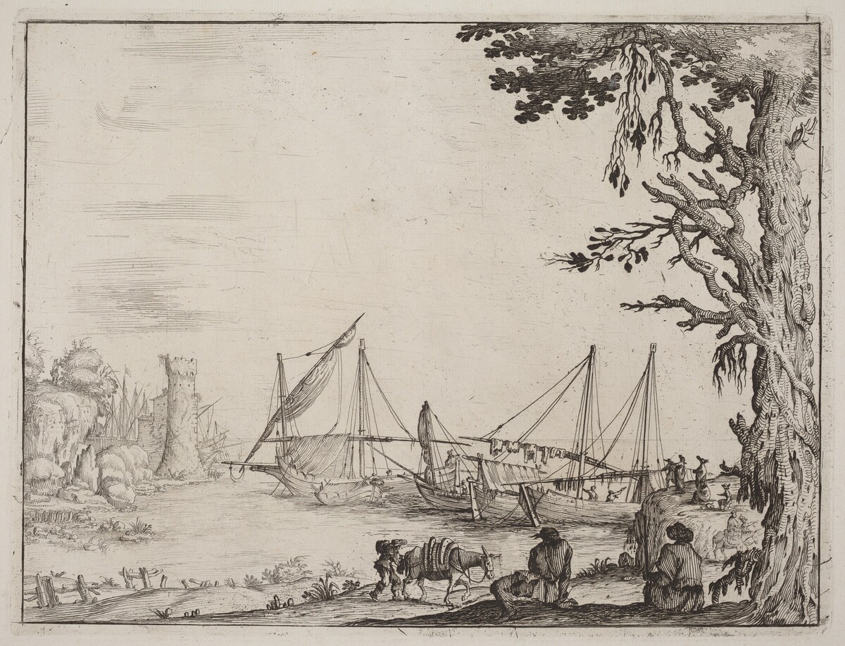 Seaport with Anchored Vessels by Ercole Bazicaluva