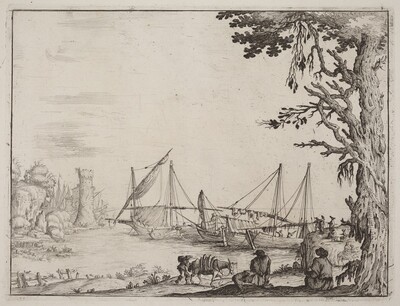 Seaport with Anchored Vessels