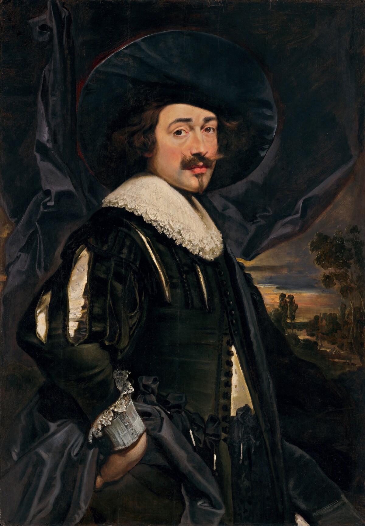 Portrait of a Man in a Wide-Brimmed Hat by Flemish 17th Century (Possibly Jan Cossiers)