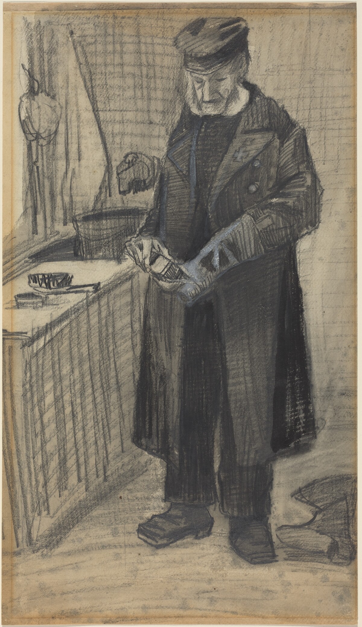 Man Polishing a Boot by Vincent van Gogh
